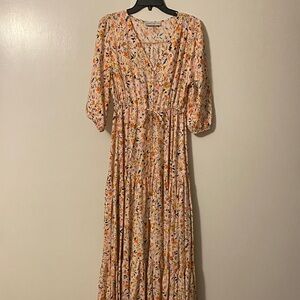 Petal & Pup Floral Maxi Dress in Orange and Blue